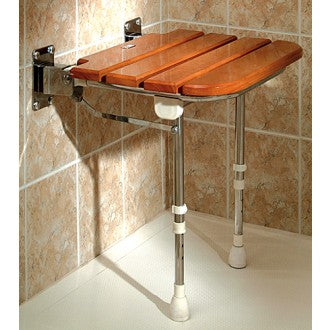 Wooden Slatted Fold-Up Shower Seat