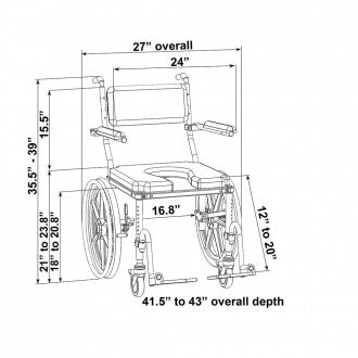 Multichair Heavy Duty Shower/Commode Wheelchair