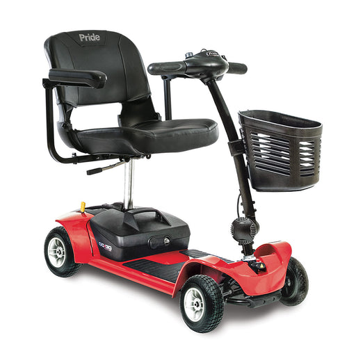 Pride Go-Go Ultra X 4-wheel travel scooter in red, front-angle view