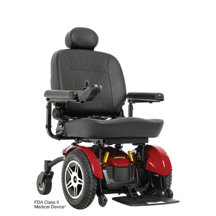 Pride Jazzy Elite HD power wheelchair in Jazzy Red, front-angle view