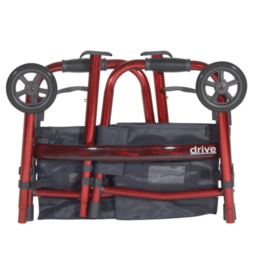 Drive red travel walker with 5-inch wheels