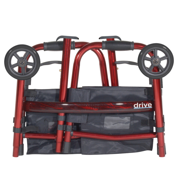 Drive red travel walker with 5-inch wheels