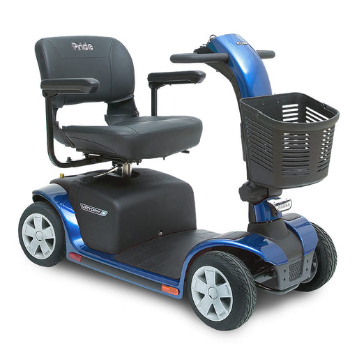 Pride Victory 9 4-wheel mobility scooter in Viper Blue, front-angle view