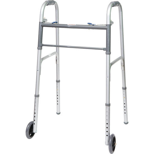 Drive steel two-button folding walker with wheels