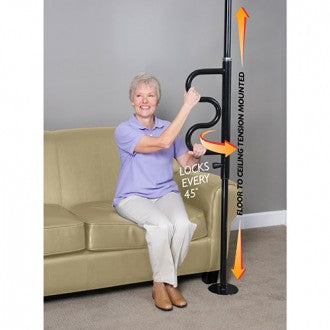 Security Pole and Pivoting Curve Grab Bar