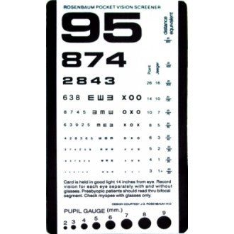 Pocket Size Plastic Eye Chart