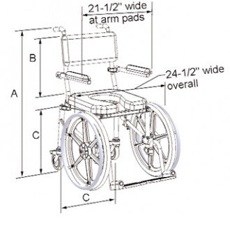 Multichair Ultra Narrow Shower/Commode Wheelchair