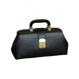 Black Leather Specialist Bag With Brass Fittings