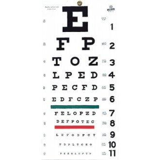 Snellen Type Plastic Eye Chart - 20'