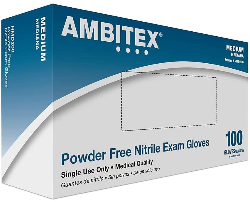 Case of Powder-Free Nitrile Gloves- Case of 1000- Medium